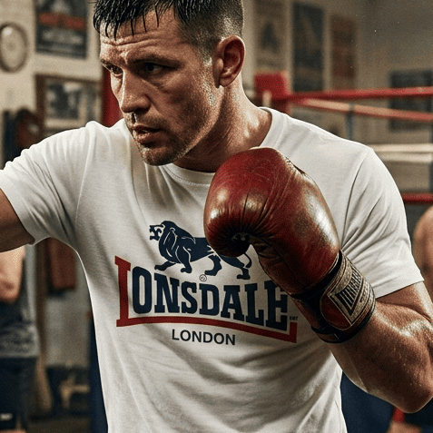 Camiseta Algodão T-shirt Lonsdale Box London Londres Inglaterra MMA Box Luta Ring Rond Muay Thai Gerra Luta Fighter