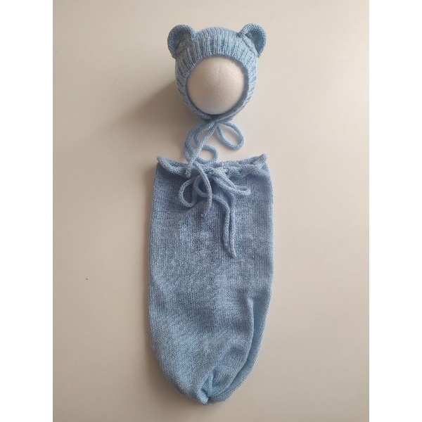 Saco canguru com touca urso para fotografia newborn - leia a descricao