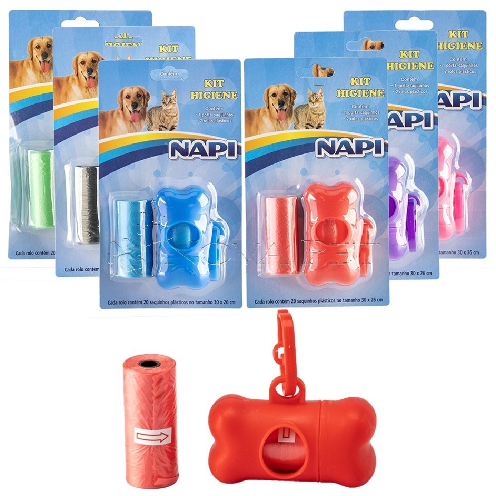 kit higiene para passeio contem 1 porta saquinho 2 rolos de sacolas