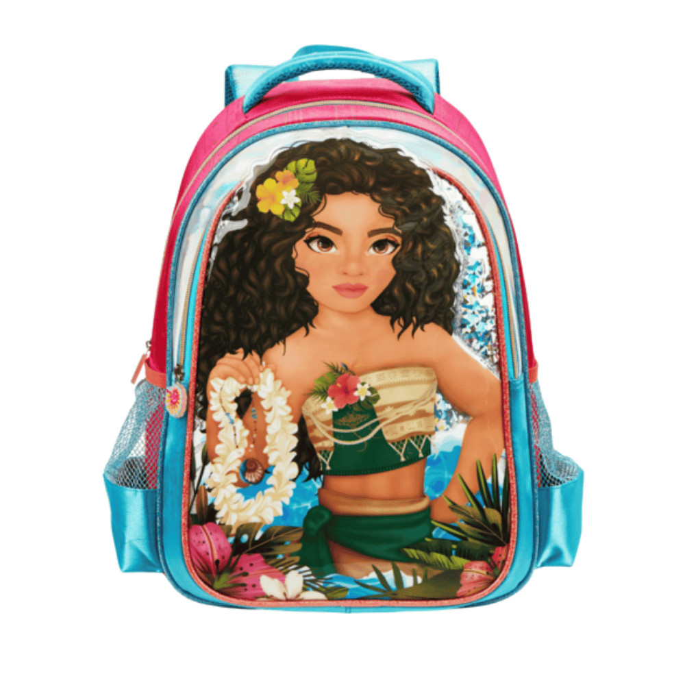 Mochila Infantil Escolar Feminina Girl Flower Moana Denlex