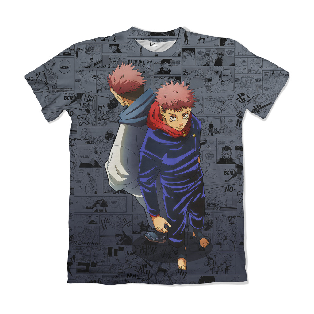 Camiseta Jujutsu Kaisen Itadori Yuji e Sukuna Anime Dry Fit Masculina Feminina Unissex