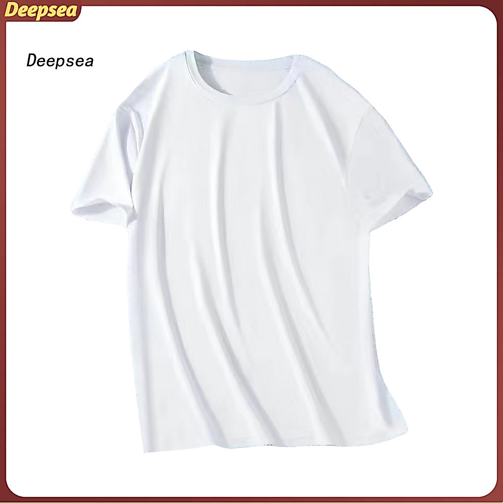 Men's Casual Round Neck T-shirt Soft Breathable Short Sleeve Top Solid Color Regular Fit for Sports Travel Beach Daily W