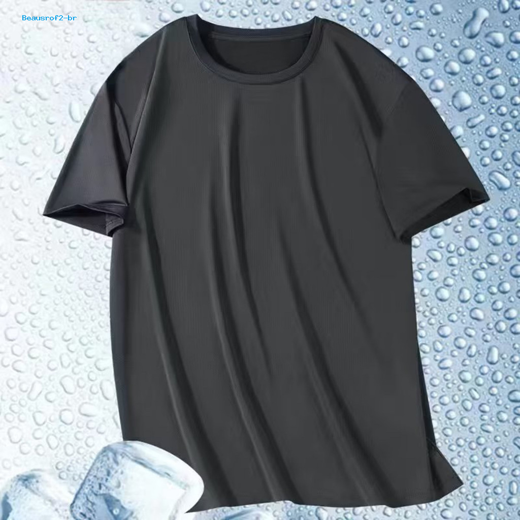 Regular Fit Men T-shirt Stylish Casual Top Men's Round Neck Soft Breathable Short Sleeve Solid Color for Sports Travel f
