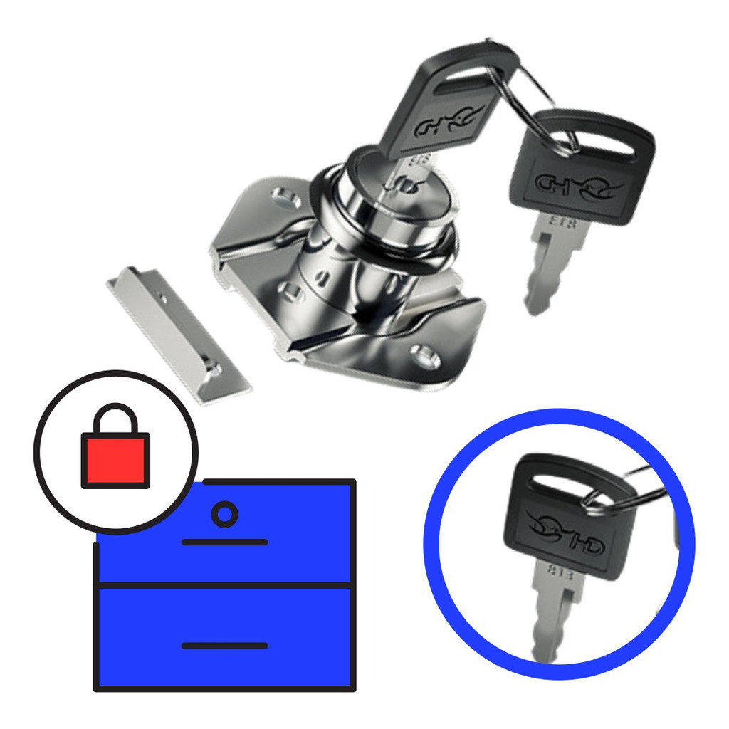 5 Kit Fechadura De Gaveta 22mm P/ Armario Chave Fixa Moveis