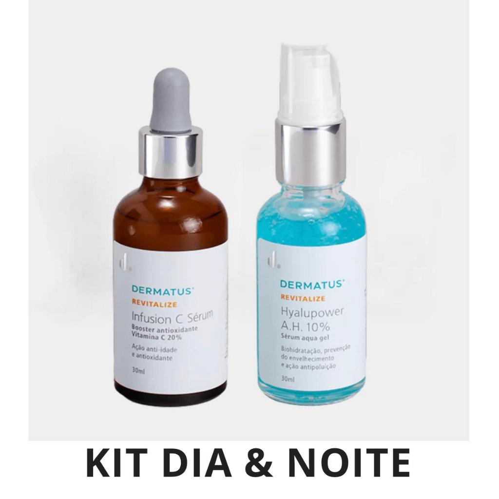 Kit Dia & Noite Dermatus Revitalize Infusion C Revitalize Hyalupower Booster A.H. 10% Pele Rosto Tratamento