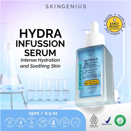 SKINGENIUS Hydra Infusion Serum Hidrata Pele Seca Dual HA Ácido Ferúlico 15ml