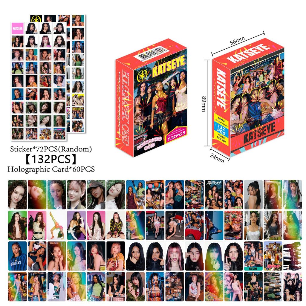 132 cartões Laser KSEYE Star Collection Cards pequenos adesivos dupla face LOMO Flash Card Box