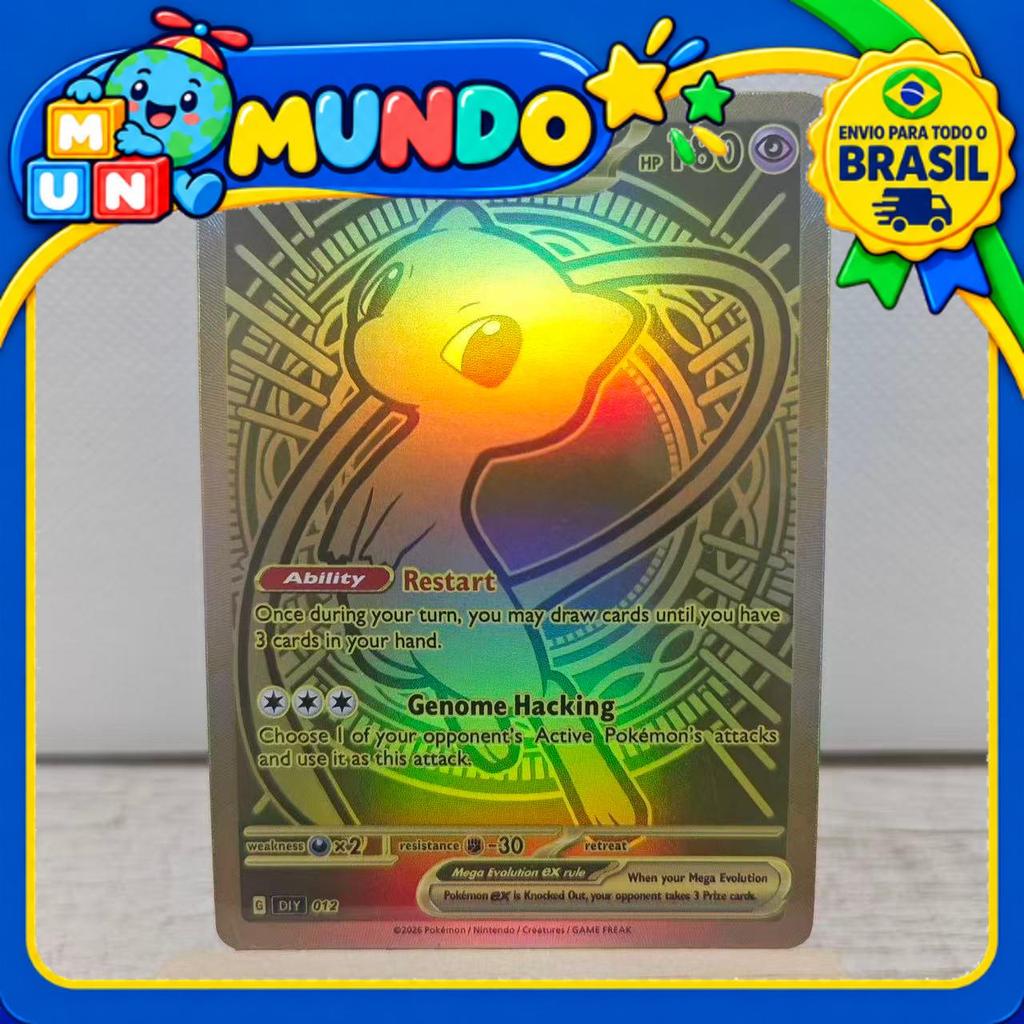 [Novo produto genuíno] Pokémon PTCG Fantasy Mew Fantasy ex Colorido Laser Flash Card Collection Cartão de ouro holográfi