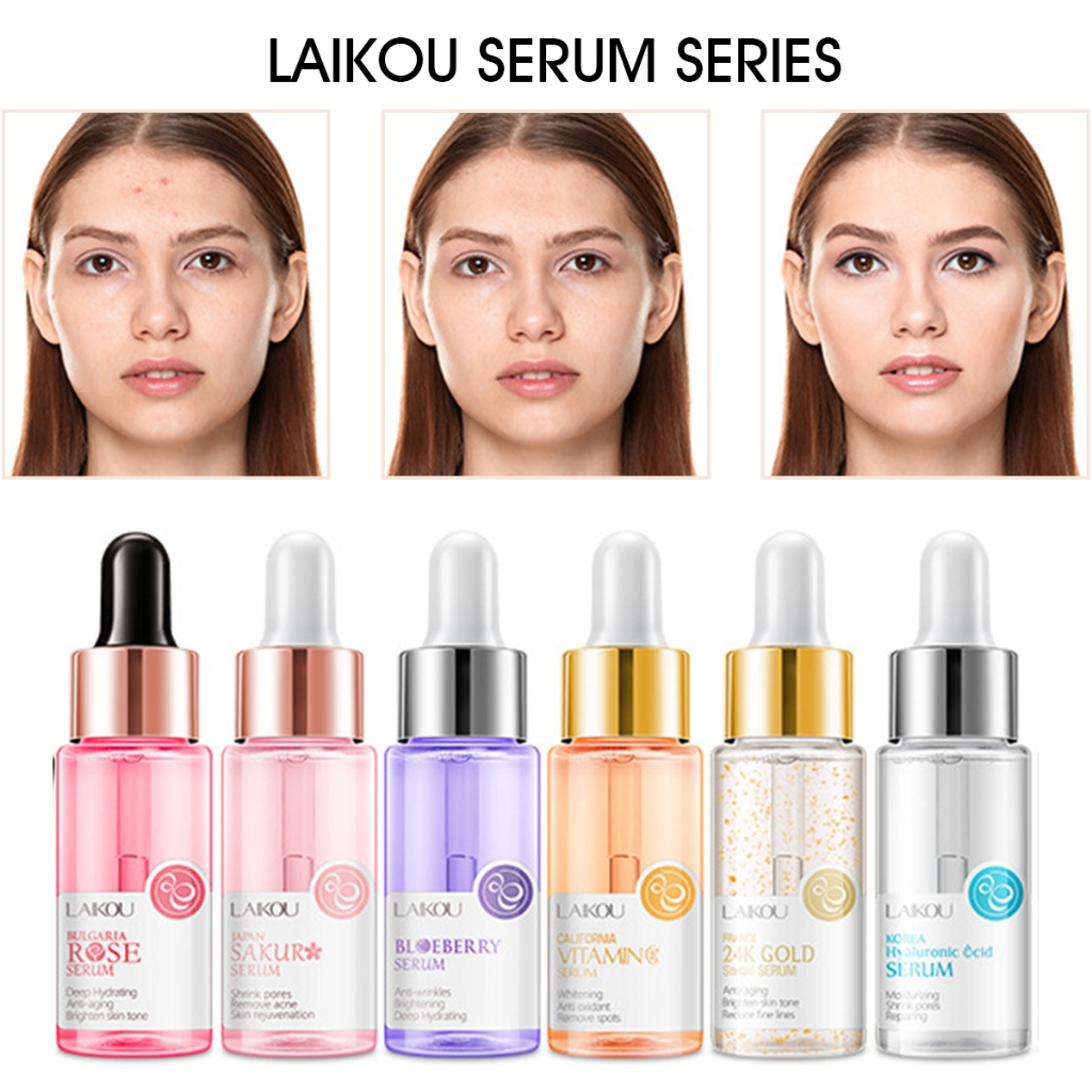 LAIKOU Facial Sérum Soro Sakura/Vitamin C/24K Gold Snail/ Shrink Pores Remove Acne Brightening Soothing Skin 17ml