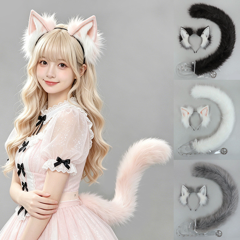 Orelhas de gato e tiaras de orelhas de animais feitas à mão no estilo japonês para cosplay em convenções de anime, acess