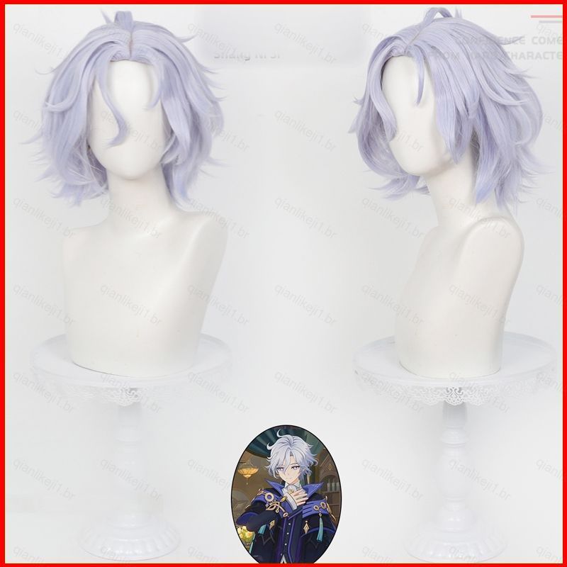 Genshin Impacto Mitya Peruca Cosplay Curta Fibra Resistente Ao Calor Anime Traje