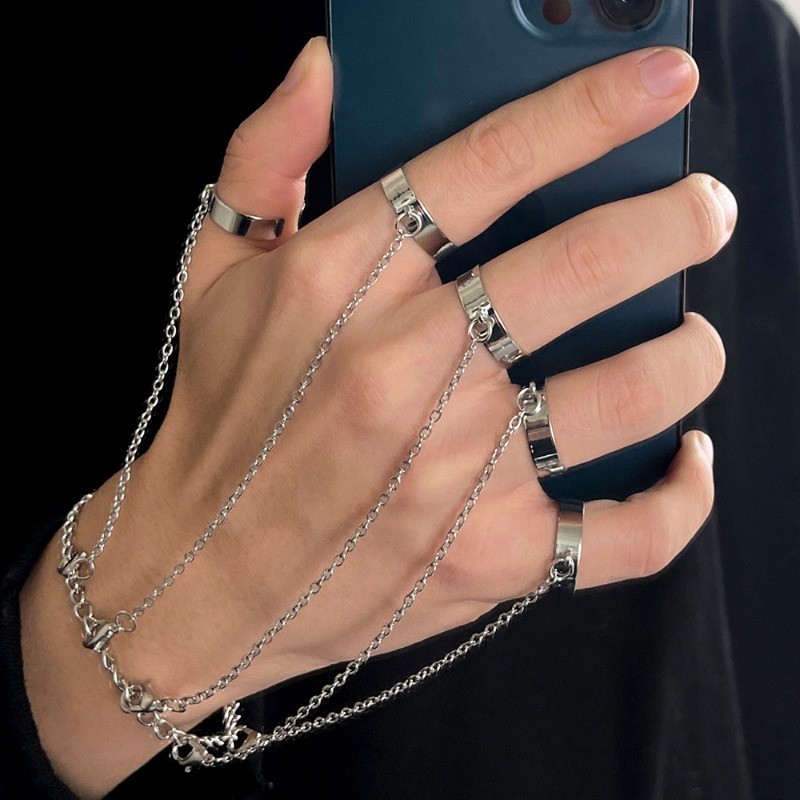 Instagram Style Connected Finger Bracelet for Girls , New Fashion Punk Creative Body Ring , Acessórios Da Moda E Cool