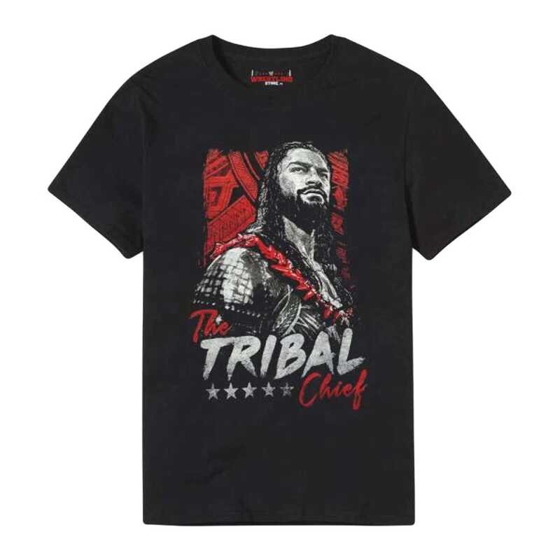 Camiseta De Manga Curta-Roman The Tribal Chief Digital Print , Com Gola Redonda , 100 % Algodão