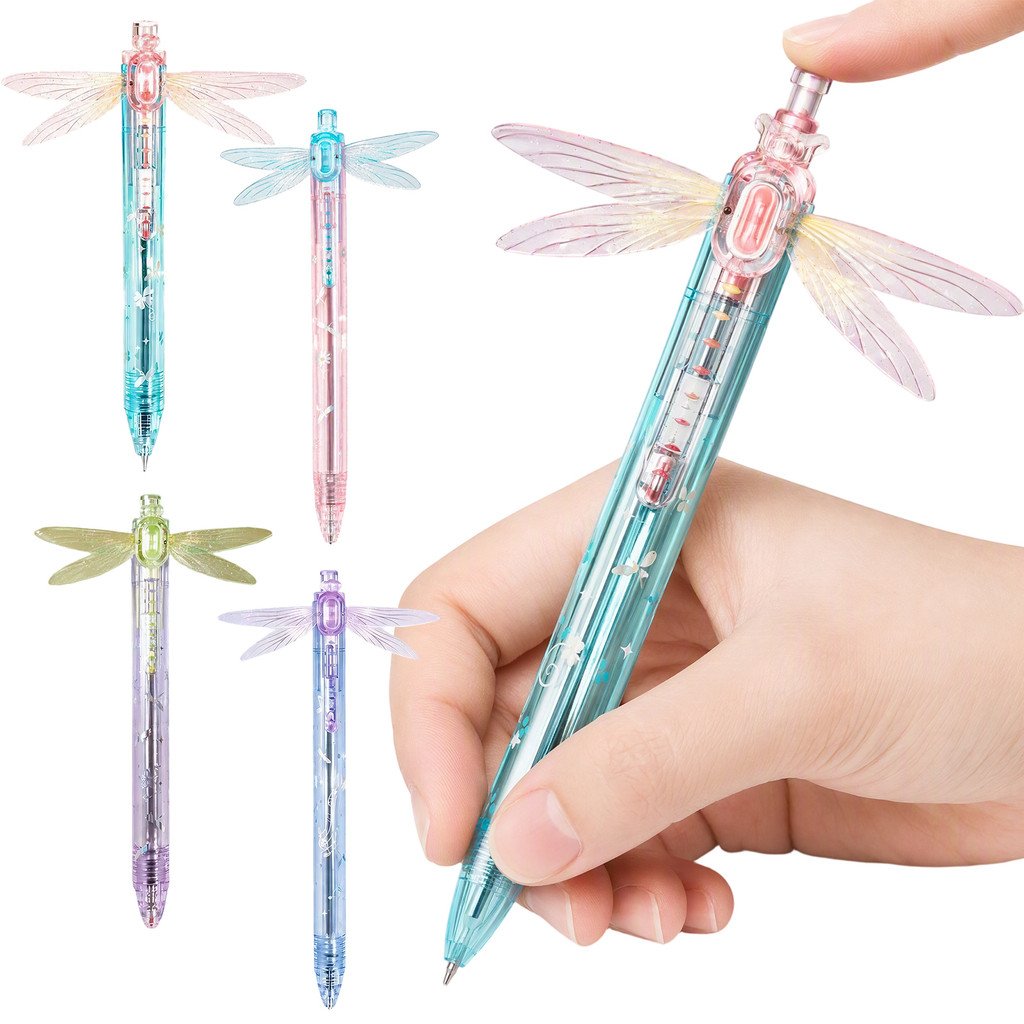 Caneta De Gel Estética Dragonfly 0.5 Mm Preta Retrátil Para Uso Em Escritório E Escola