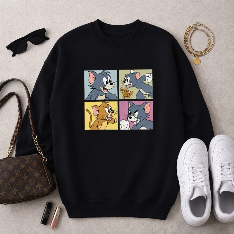 Moletom Careca Feminino Fashion Estampa Tom and Jerry Moderna Estilo e Conforto Total Envio Rapido Premium.