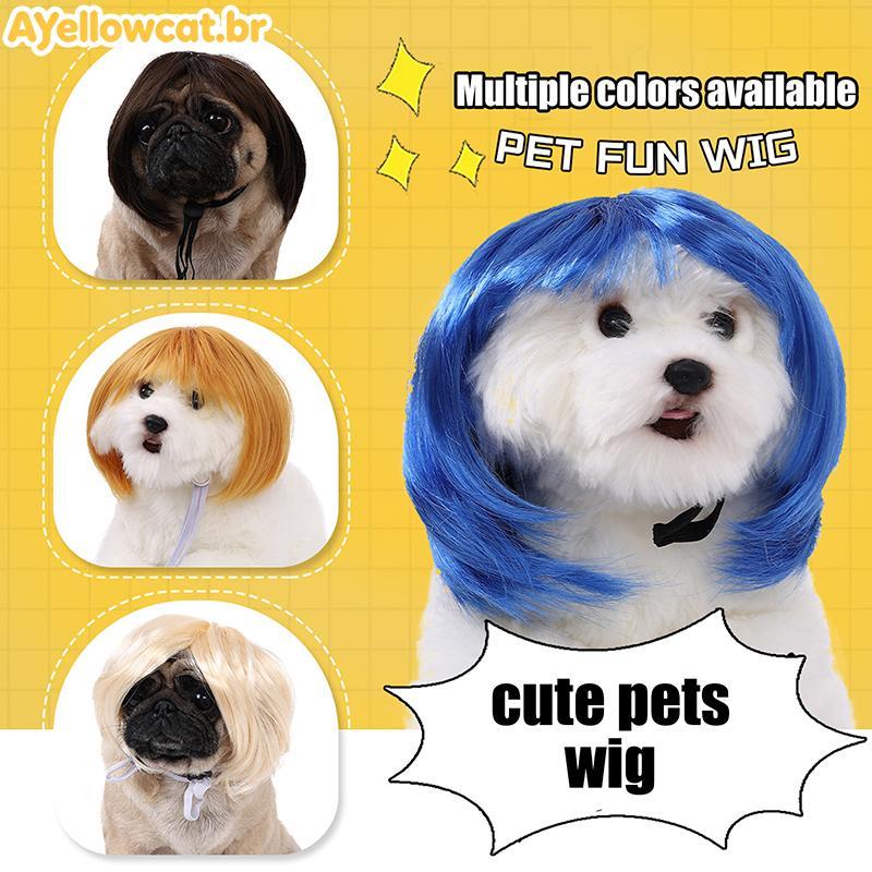 AYellowcat Cat Dog Pet Perucas Cocar Traje Engraçado Filhote De Cachorro Cross-Dressing Cosplay Dress Up Cute Pets Conju