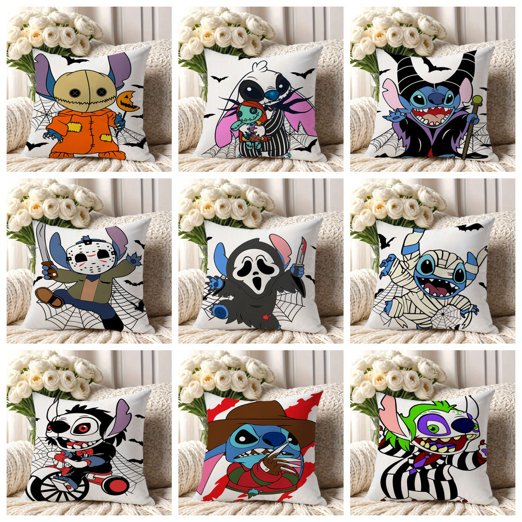 Trendy Play Cartoon Cute Stitch Multi-Caráter Cross-Dressing Fronha Macia Curta Veludo Sala de estar Cabeceira Fronha Ma