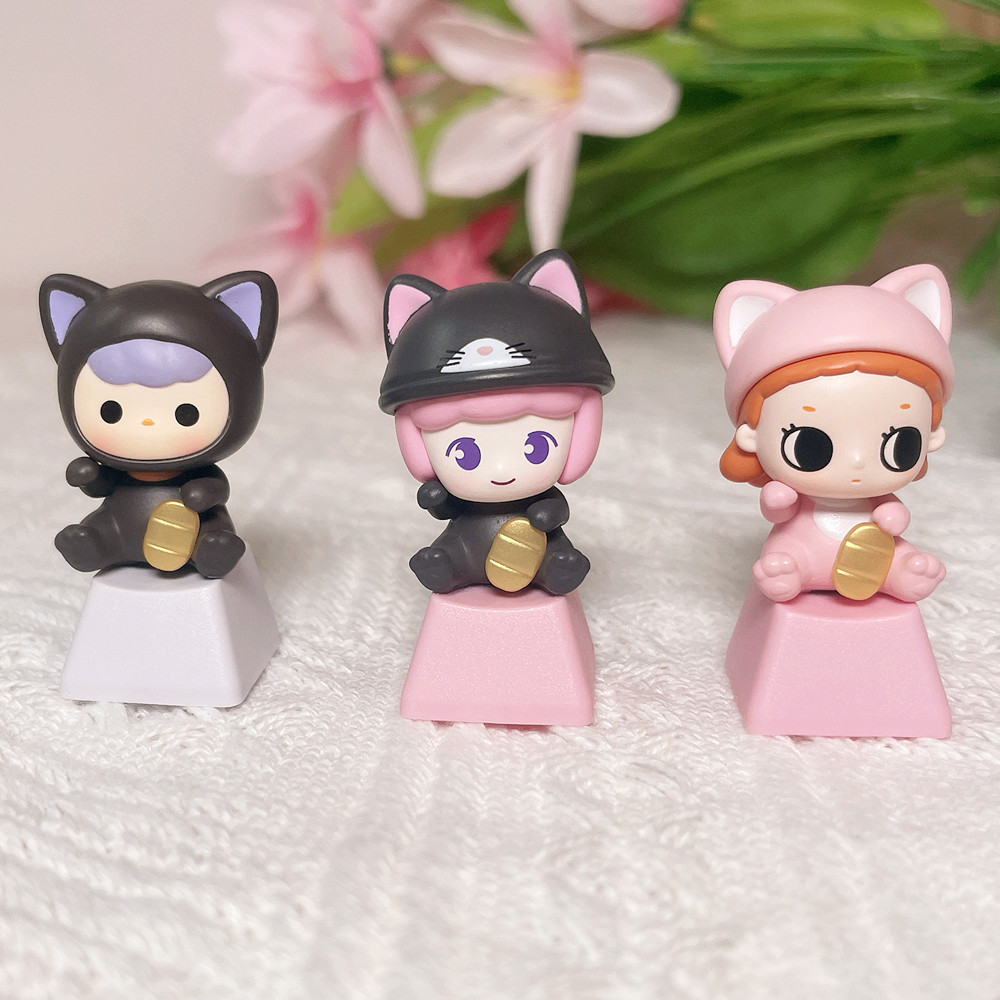 Genuíno POP MART POP MART Lucky Cat Series Cute Keycap Cross Axis Mecânico Teclado Cap