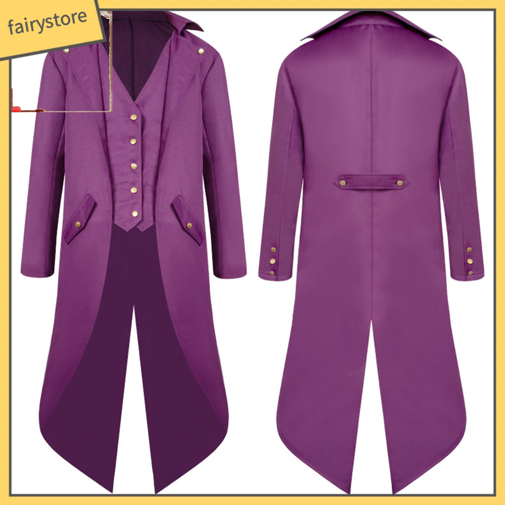 Gentleman Tailcoat Cor Sólida Mangas Compridas Casacos Góticos Único Breasted Split Smoking Casaco