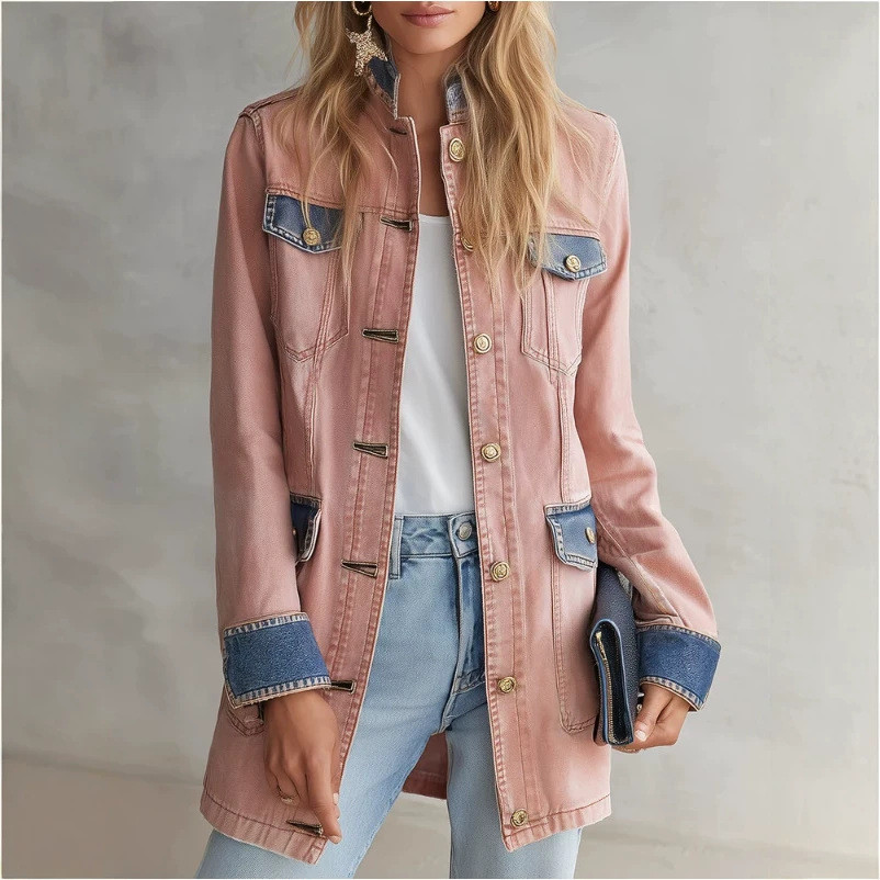Jaqueta Jeans Vintage Casual Feminina