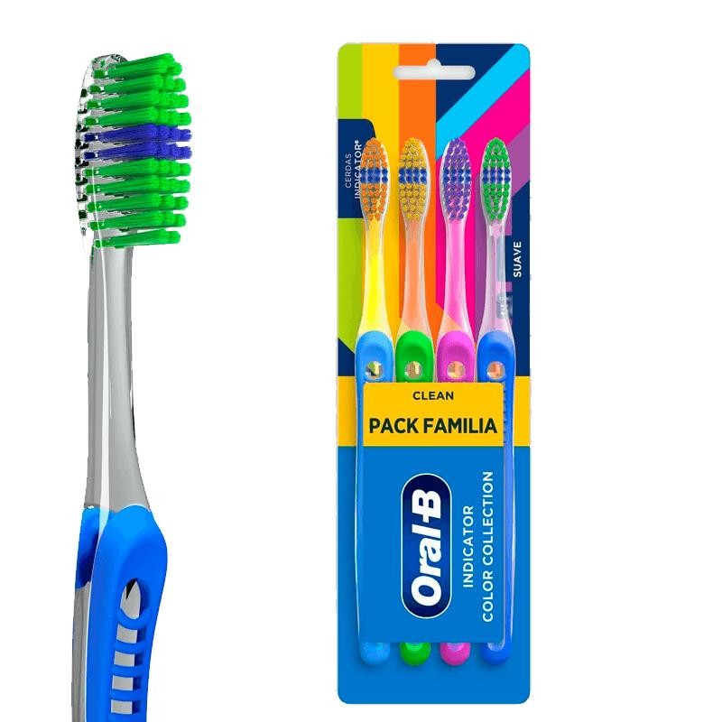 Kit Escova Dental Oral-B Indicator Color Collection Tamanho 35 4 Unidades