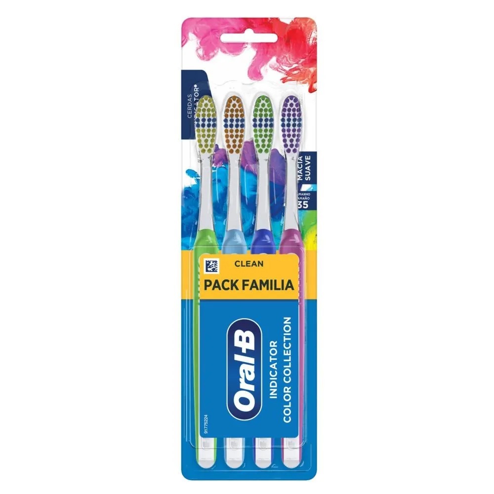 Escova Dental Oral-B Indicator Color Collection - 4 unidades N*35