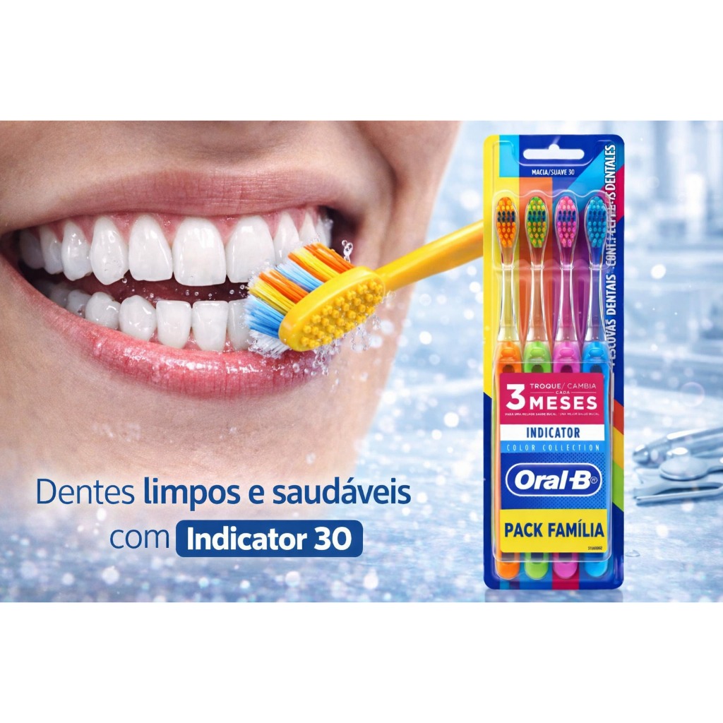 Escova Dental Oral-b Indicator Color Collection Suave 30 C/ 4