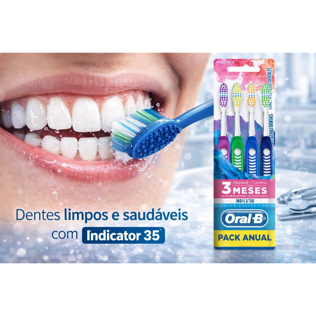 Escova Dental Oral-b Indicator Color Collection Suave 35 C/ 4