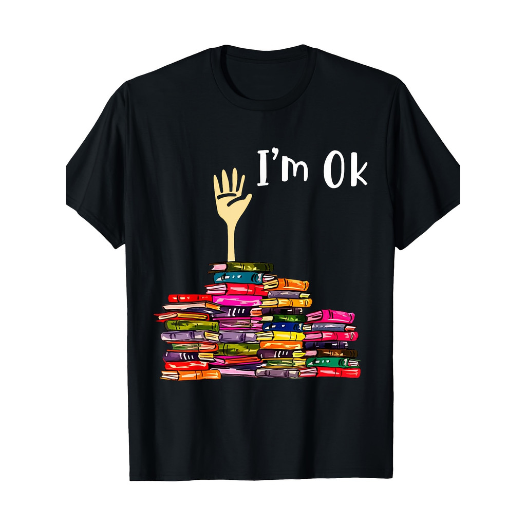 Camiseta Algodão Confortáveis Book Lover Colorful Graphics Casual Loose Fit Teacher Reader Confortável Divertida Estilos