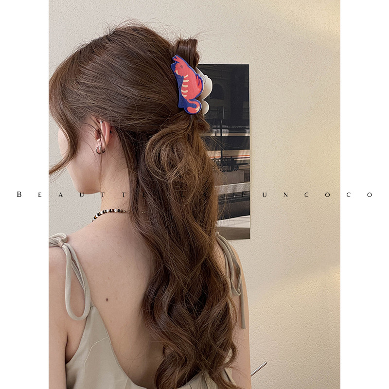 FUNCOCO | QC Retro Cute Style ~ Cat Half-amarrado Exportado para a Europa América Back Head Shark Clip Cabelo meio amarr