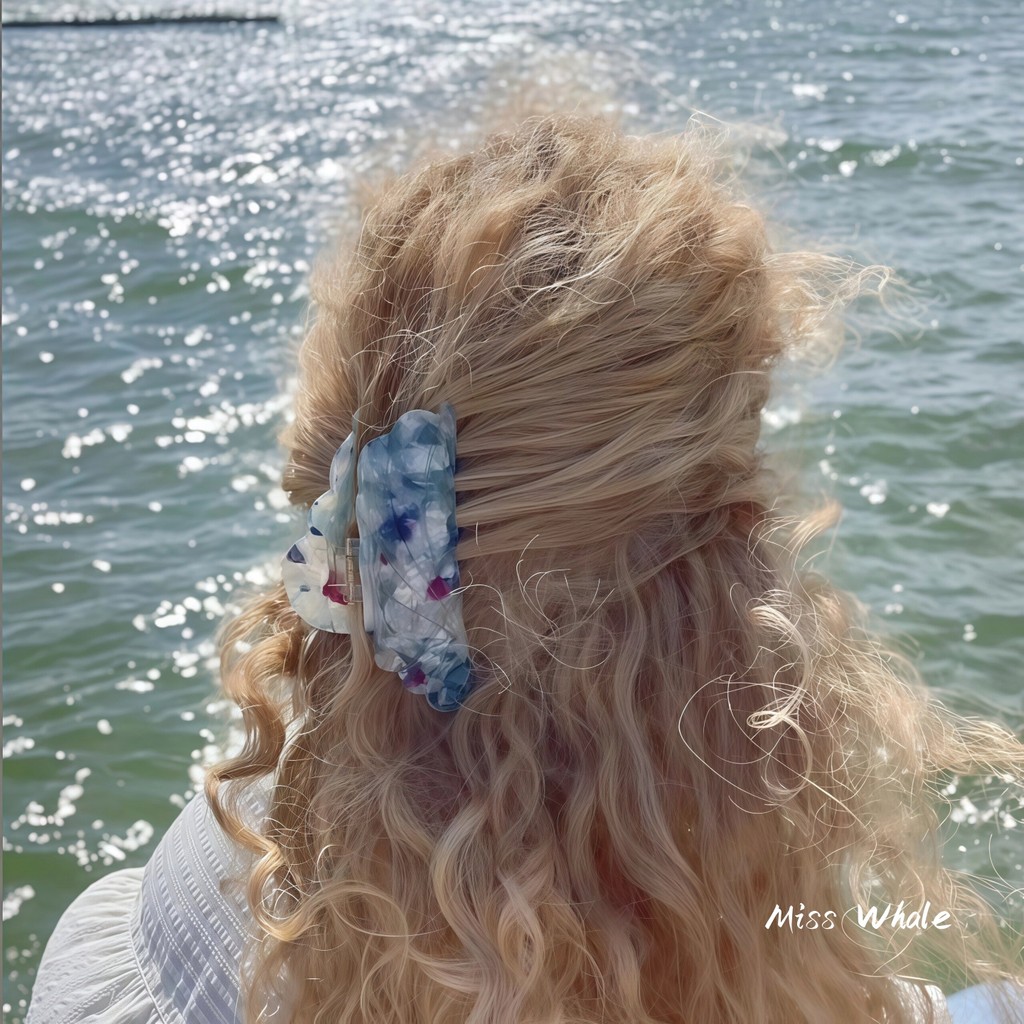 Monet Garden Shell Padrão Acetato Grab Clip High-End Feel Back Head Half-Tie Grampo de cabelo Estilo preguiçoso Clipe de