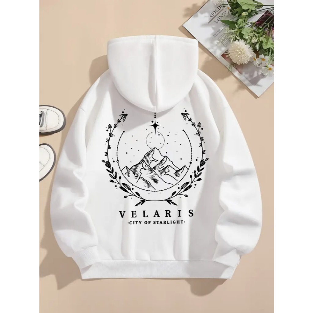 Moletom com capuz estampado gráfico, moletom com cordão para o inverno e outono, Roupas Unisex