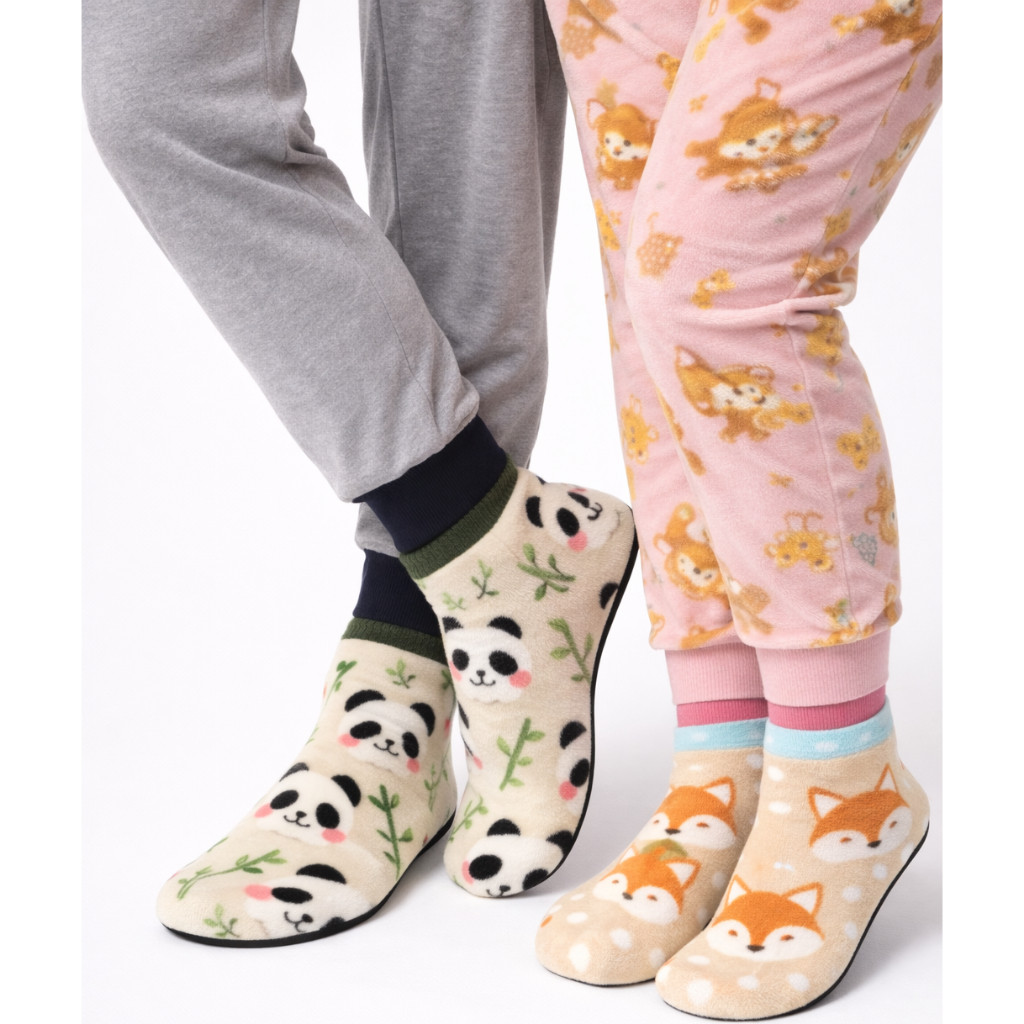 Meias térmicas Unisex Modelo Sapatilha de Soft Estampas 3D Adulta Varias Estampas