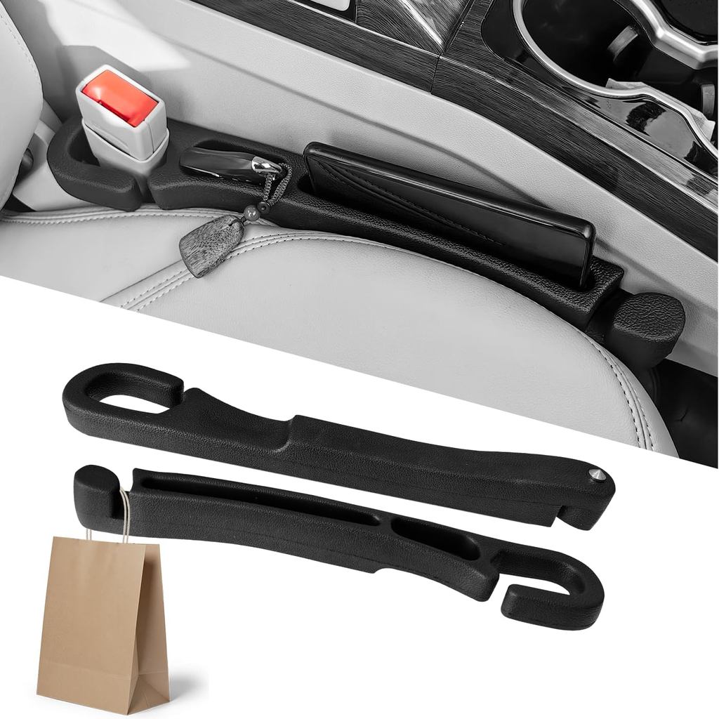 Car Seat Gap Filler 2 Pack with Organizer Hook & Emergency Glass Breaker Prevent Small Items & Tools from Falling Ultima