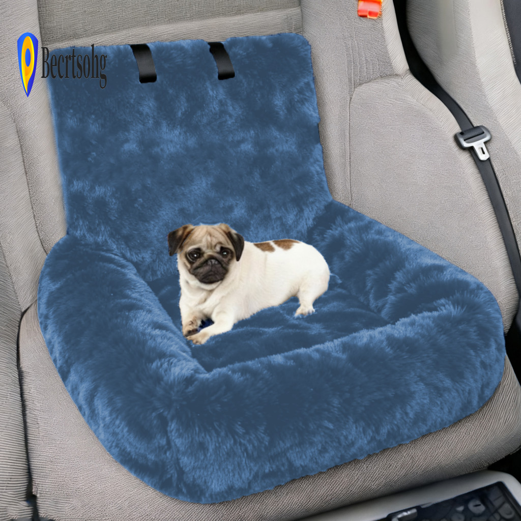 Pet Car Seat Non-slip Machine Washable Travel Dog with Safety Straps – Plush Bed for Small Dogs Comfortable Secure for