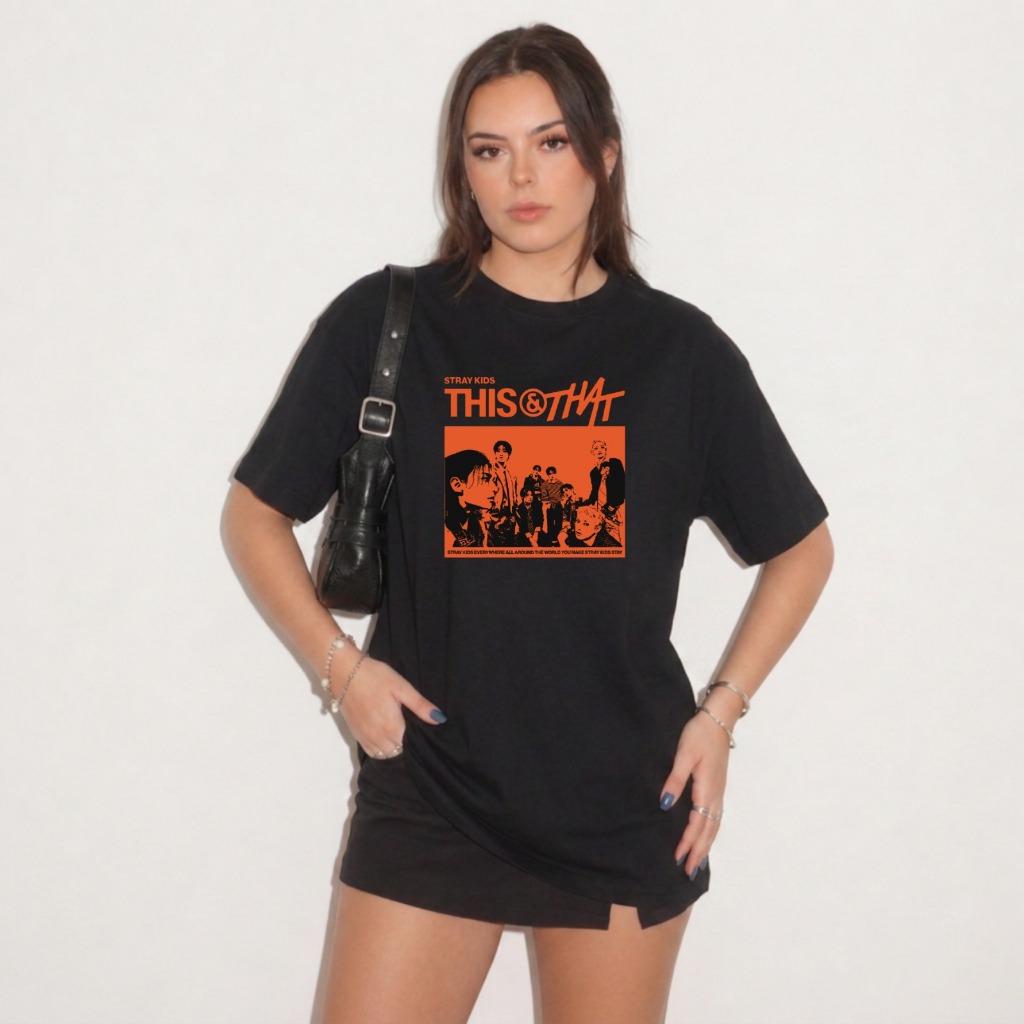 Camiseta Oversized Stray Kids This & That Kpop Unissex Streetwear Algodão