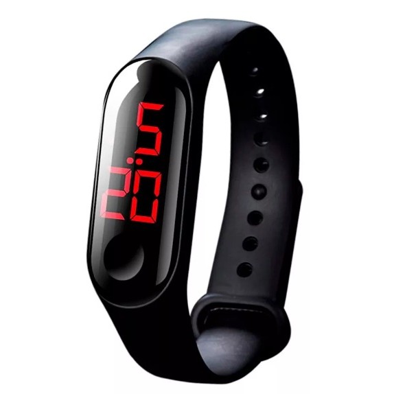 Relógio Pulseira Silicone Digital Led Sport Adulto Infantil Preto Bracelete
