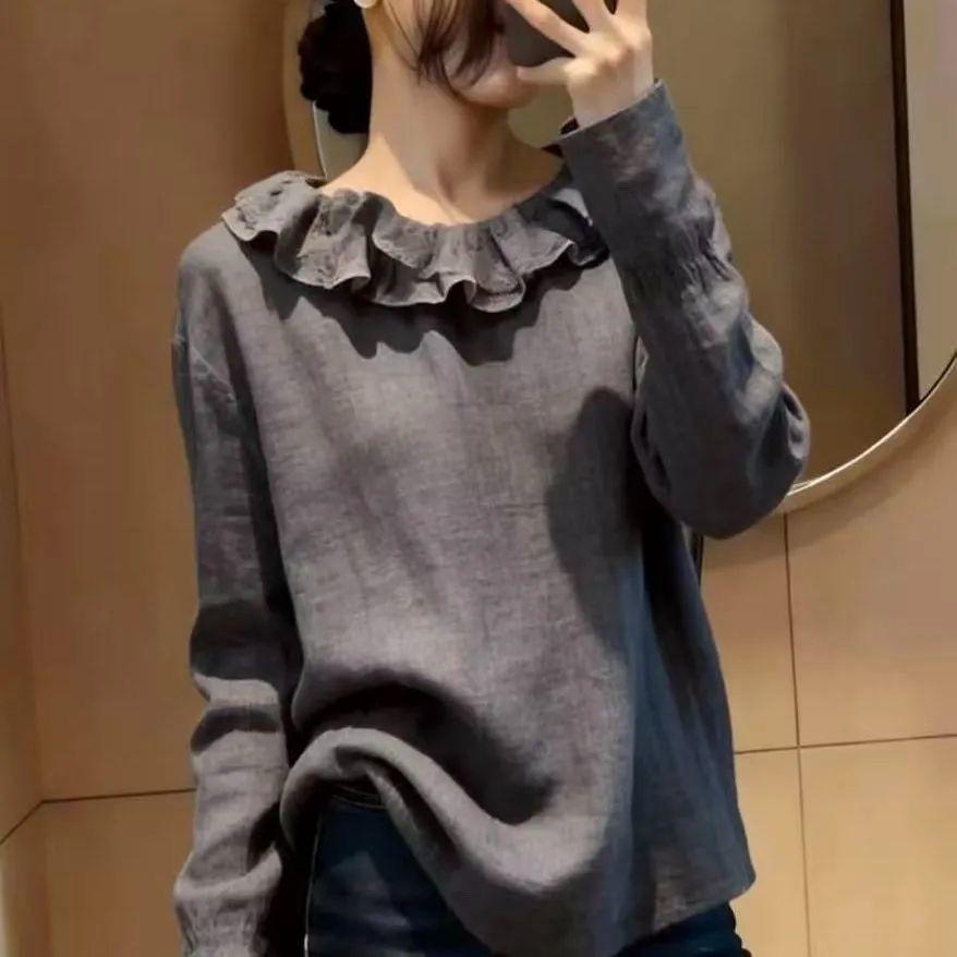 [Seckill por tempo limitado] Camisa feminina de tamanho grande 2026 Novo estilo estilo preguiçoso Fungus Edge Top de man