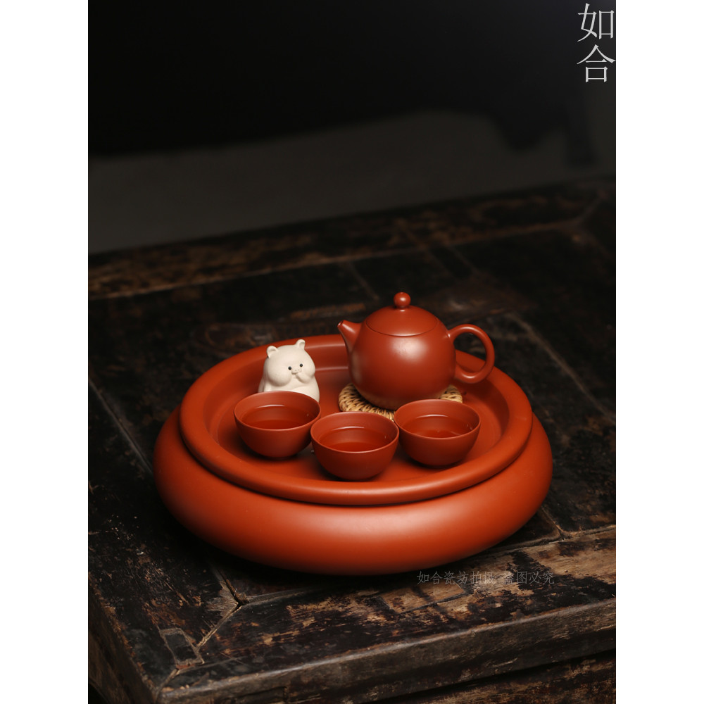 Zhang Yiji 33cm Zhang Linhao Zhuni Kung Fu Bandeja de chá Mesa de mar para chá Casa ao ar livre Tipo redondo de armazena