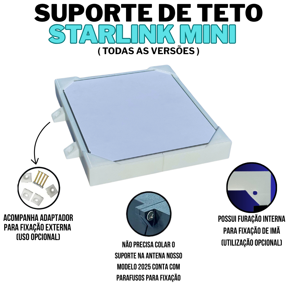 Case Suporte Base Teto Veicular Antena Starlink Mini Geração 4 Internet Motor Home