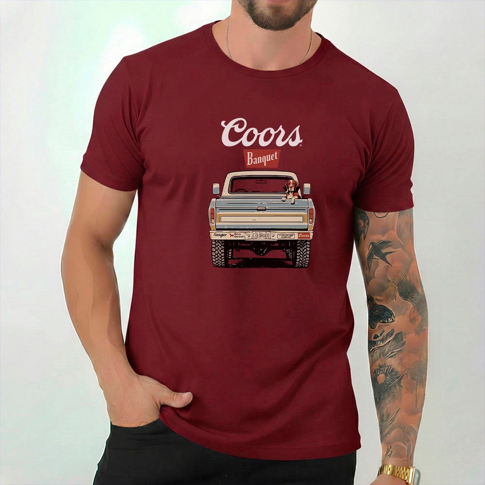 Camiseta Masculina 100% Algodão Camisas Banquet Caminhonete Country Retrô Vintage Moda Plus size