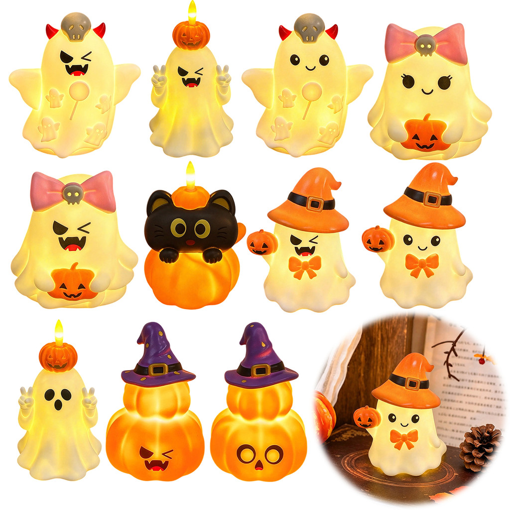Shenhua Cute Halloween Ghost/Abóbora LED Night Light Para Decoração De Mesa , Luz De Berçário Operada Com Brilho Quente