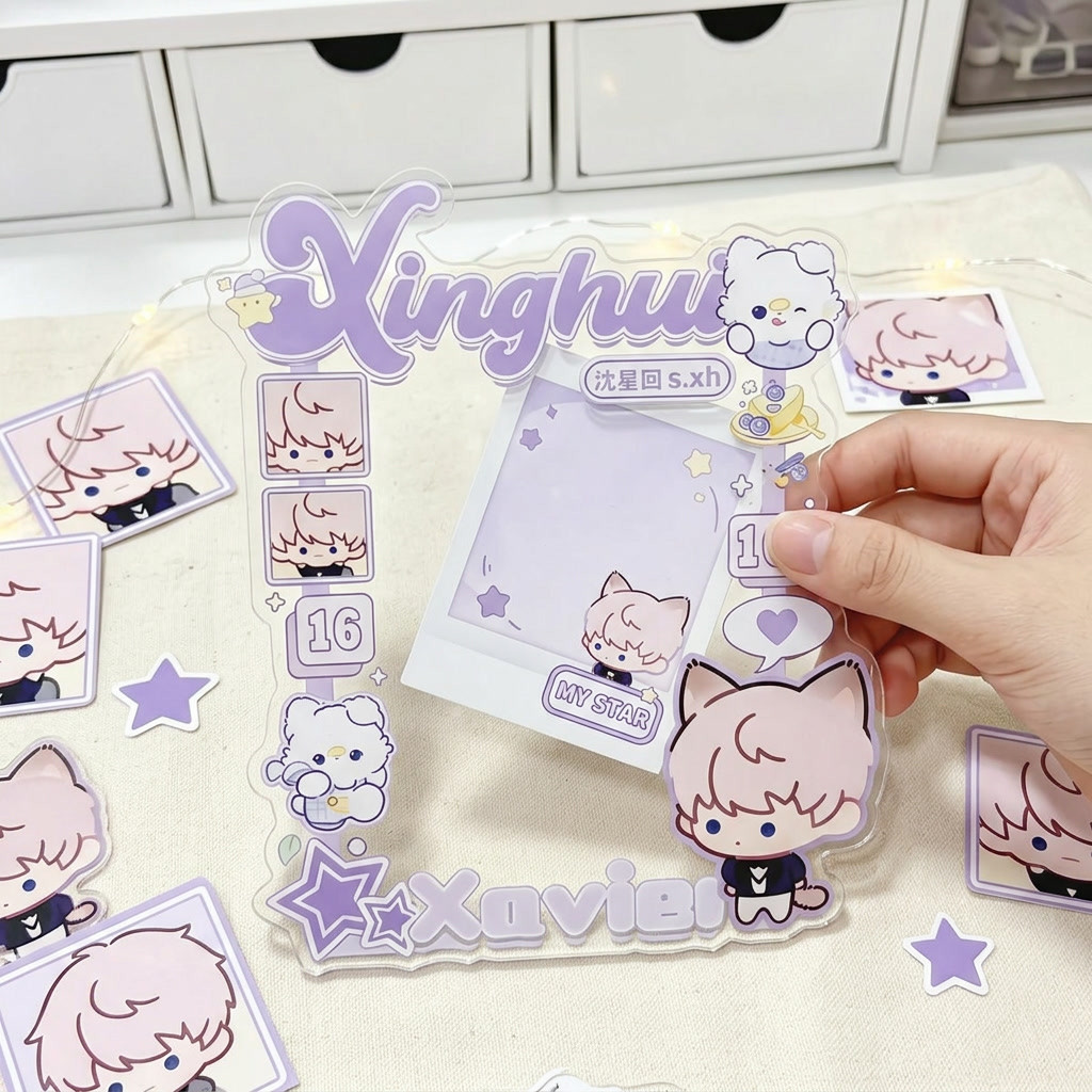 Love and Deepspace Sylus Xavier Acrílico Photo Card Frame Stand Holder Anime Game Periférico Bonito Coleção De Enfeites