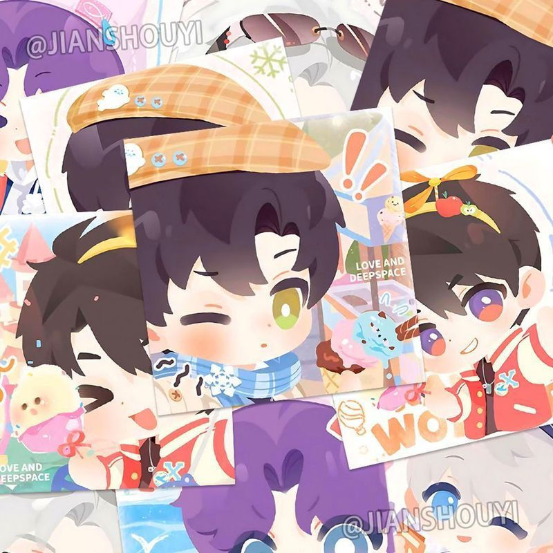 11 Unidades/Conjunto Love and Deepspace Man Ye Qu Tu Coleção Xavier Zayne Sylus Rafayel Caleb Chibi Cartões Quadrados E