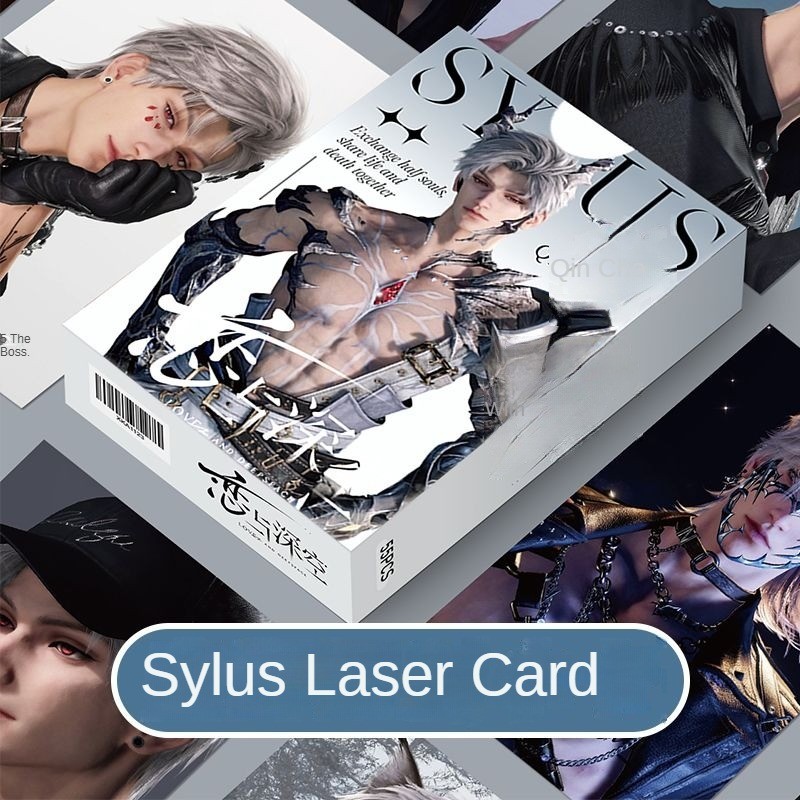 Coleção de Cartas Holográficas Love and Deepspace: Sylus, Caleb e Xavier, Conjunto com Caixa de 55 peças