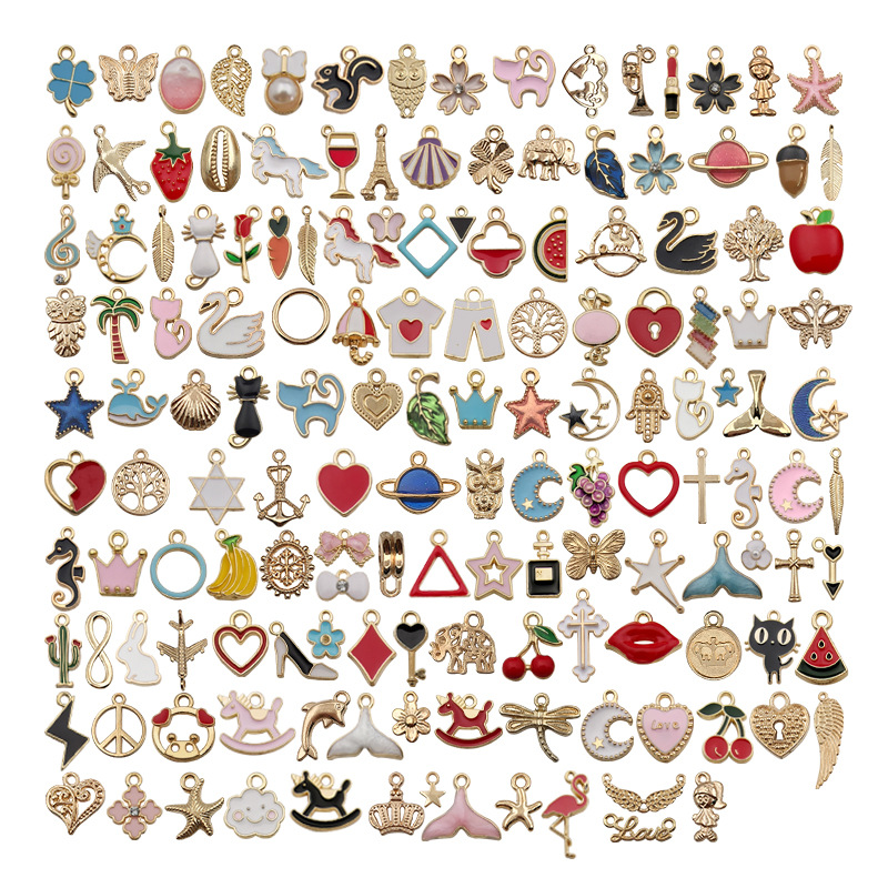 20/30/50 Pcs Amuletos Enamel Aleatórios para Joias Fazendo Pingentes Folheados a Ouro DIY Pulseira Colar Brincos
