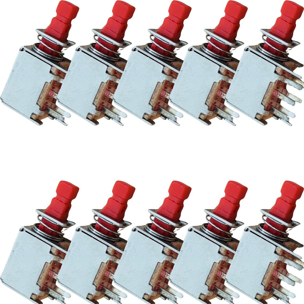 Chave Push Button Tecla PS-22F04 Interruptor Botão Kit 10 Peças