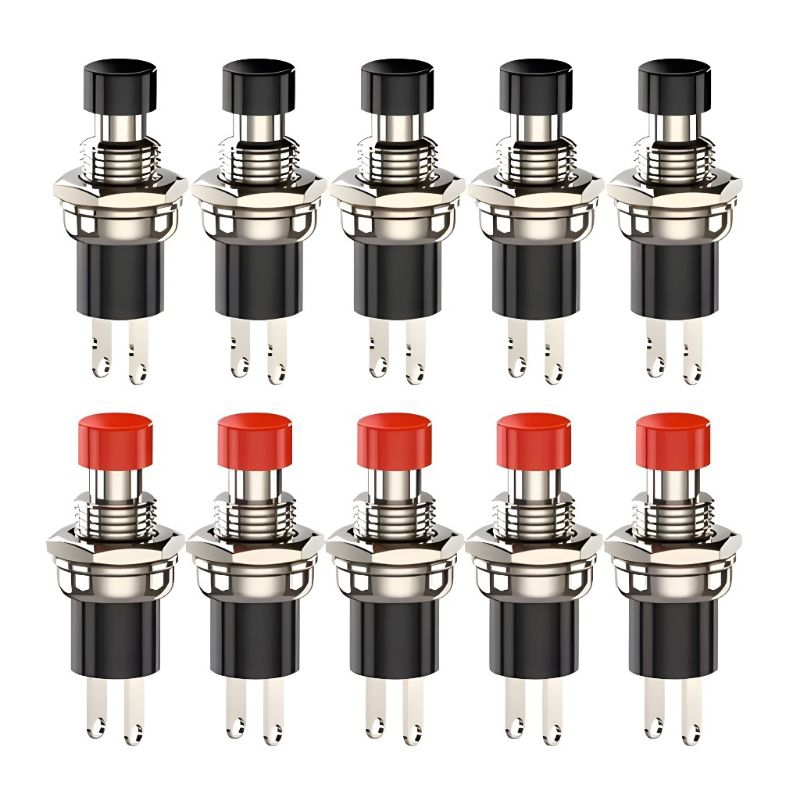 Chave Push-Button N/F 2t Sem trava Preta/Vermelha