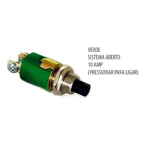 Interruptor Botão Partida Push Botton Verde Siste Aberto 10a