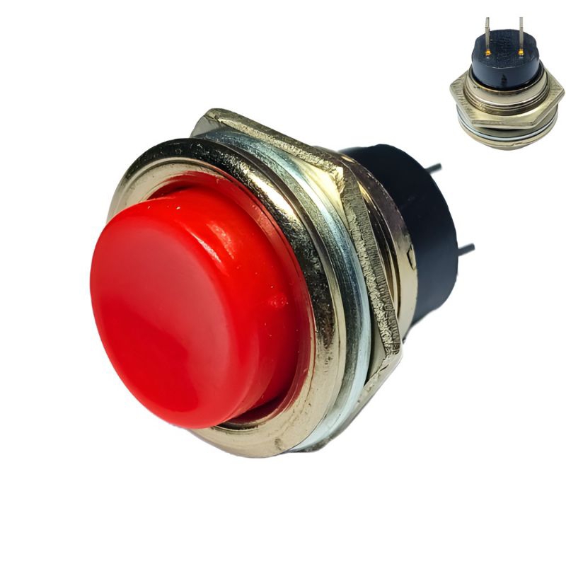 Kit C/4 Interruptor Botão Push Button modelo DS-212 NA Vermelho